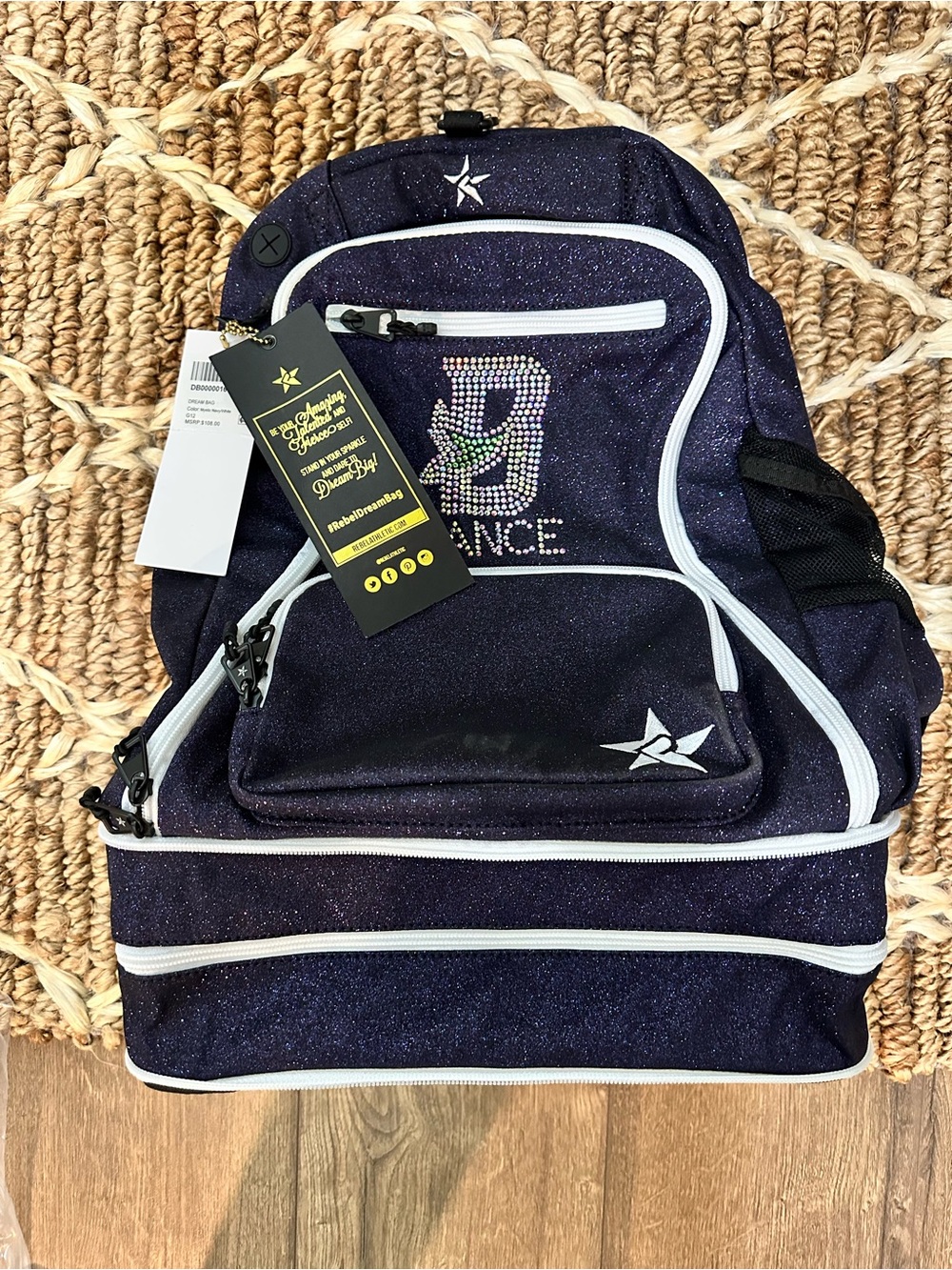 Rebel Athletic Dream Bag G12 Mystic Navy White Sparkle Cheer Dance Backpack NWT